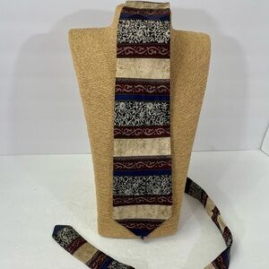 Umberto Bossi handmade silk men's tie stripe navy burgundy
